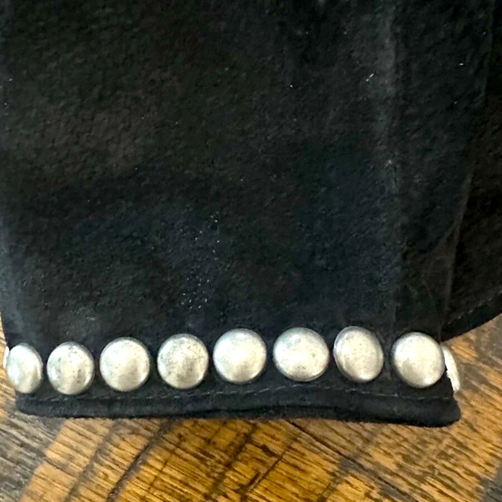 Double D Ranch suede studded jacket silver cross faux with turquoise Rtl $795 S - Picture 3 of 10